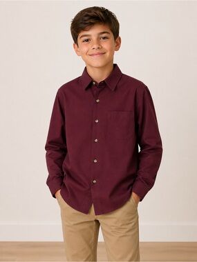 Boys 7X Burgundy Button Down Shirt • Arrow Long Sleeve Collared Dress Top Kids